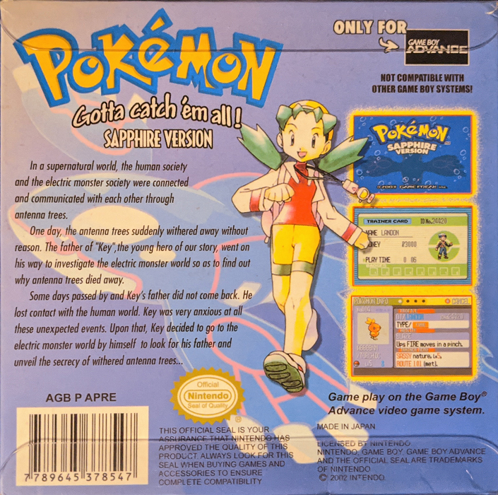 Pokemon - Sapphire Version - Gotta Catch 'em All! — box-2D-back (US)