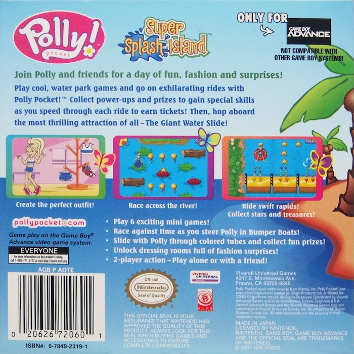 Polly Pocket ! Super Splash Island — box-2D-back (US)