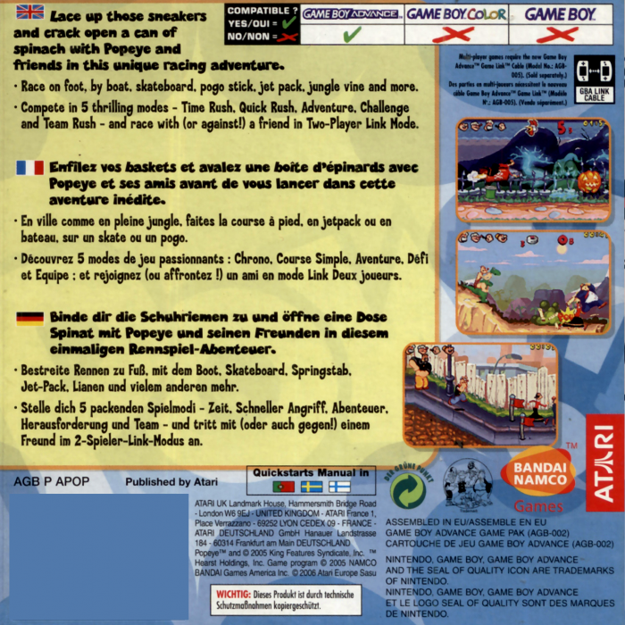 Popeye - Rush For Spinach — box-2D-back (EU)
