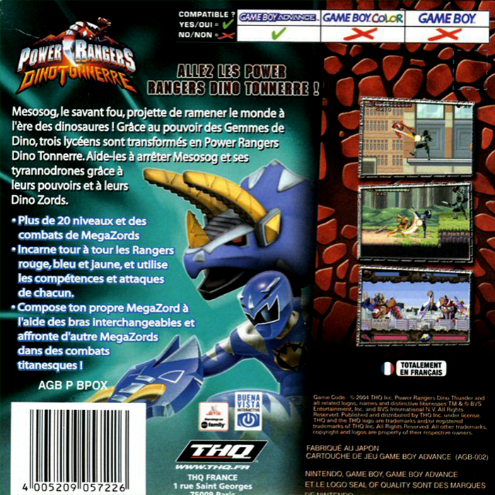 Power Rangers - Dino Thunder — box-2D-back (FR)
