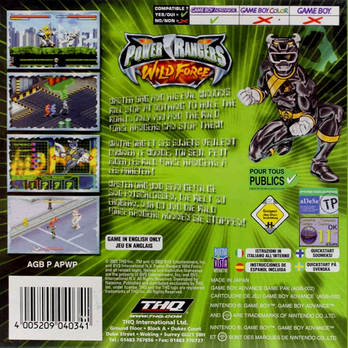Power Rangers - Wild Force — box-2D-back (EU)