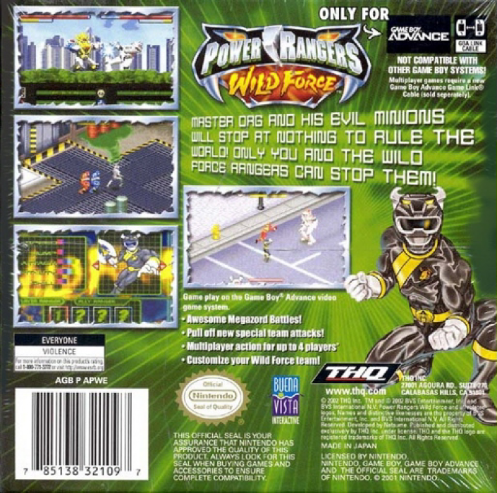 Power Rangers - Wild Force — box-2D-back (US)