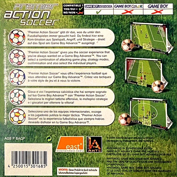 Premier Action Soccer — box-2D-back (EU)