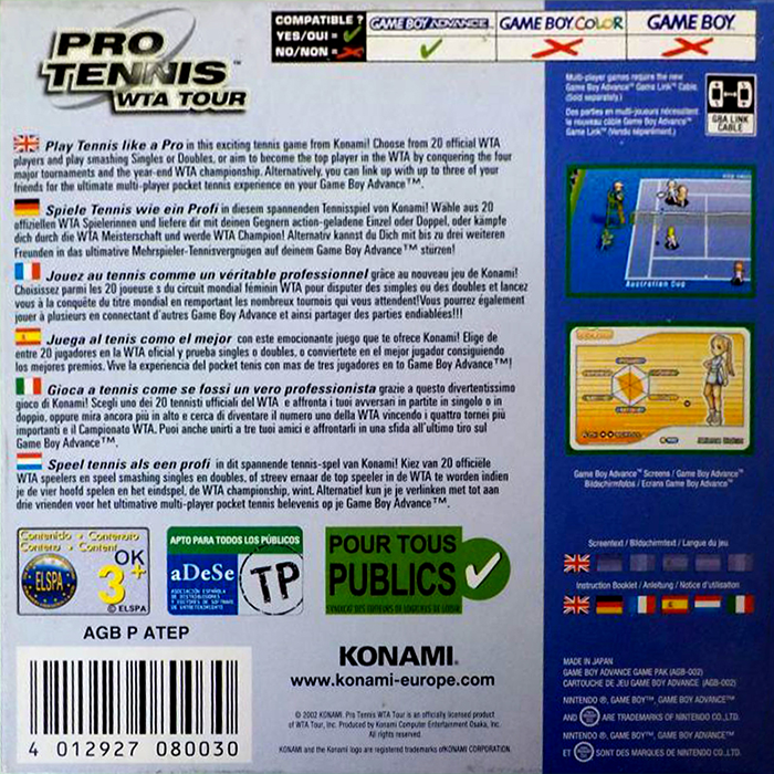 Pro Tennis WTA Tour — box-2D-back (EU)
