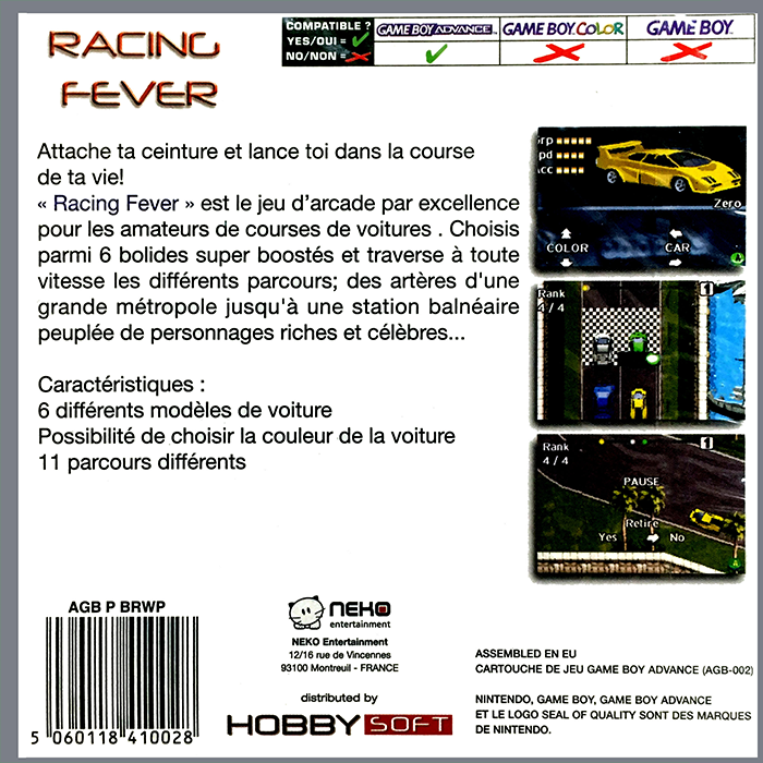 Racing Fever — box-2D-back (FR)