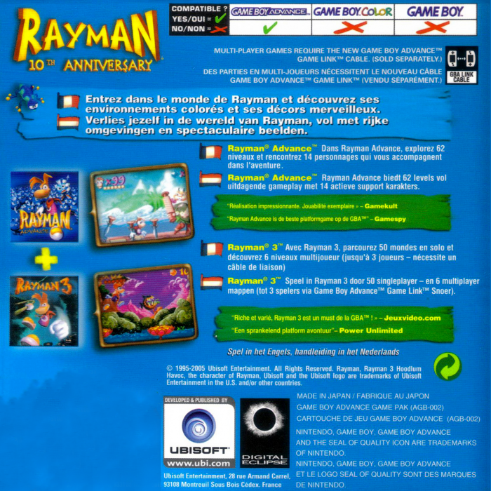 Rayman - 10th Anniversary — box-2D-back (EU)