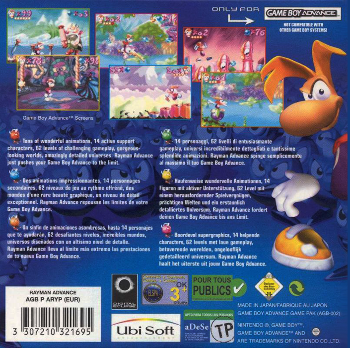 Rayman Advance — box-2D-back (EU)