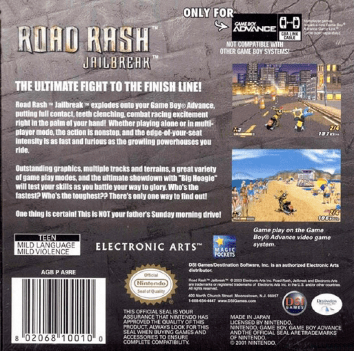 Road Rash - Jailbreak — box-2D-back (US)