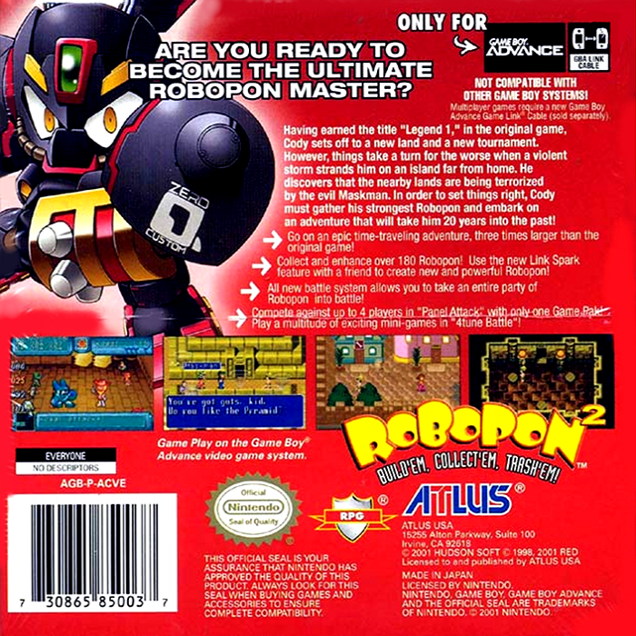 Robopon 2 - Cross Version — box-2D-back (US)