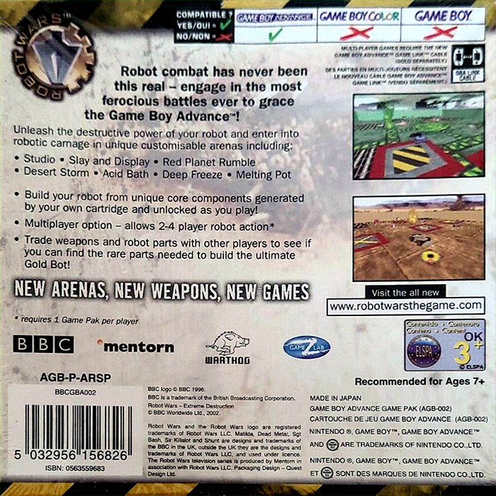 Robot Wars - Extreme Destruction — box-2D-back (EU)