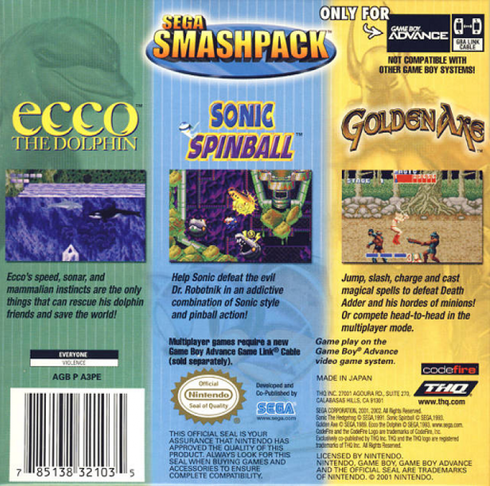 Sega Smashpack — box-2D-back (US)