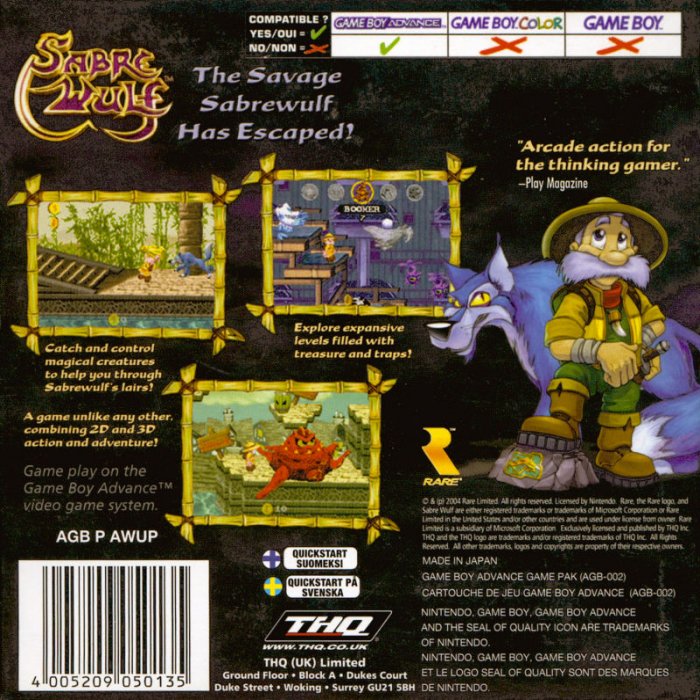 Sabre Wulf — box-2D-back (EU)