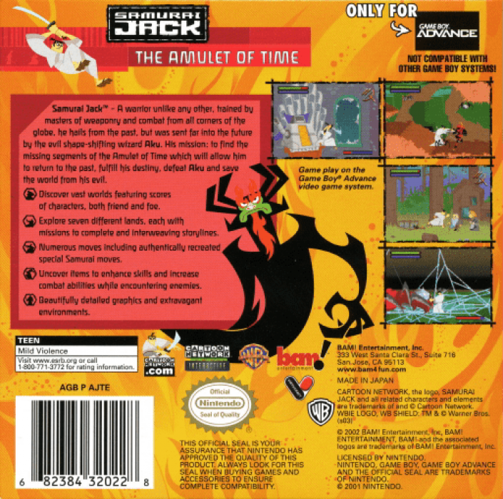 Samurai Jack - The Amulet Of Time — box-2D-back (US)