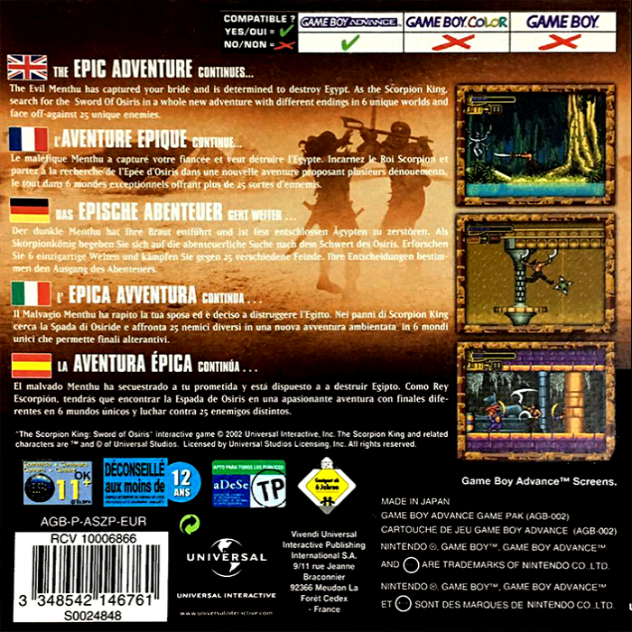 Scorpion King - Sword Of Osiris, The — box-2D-back (EU)