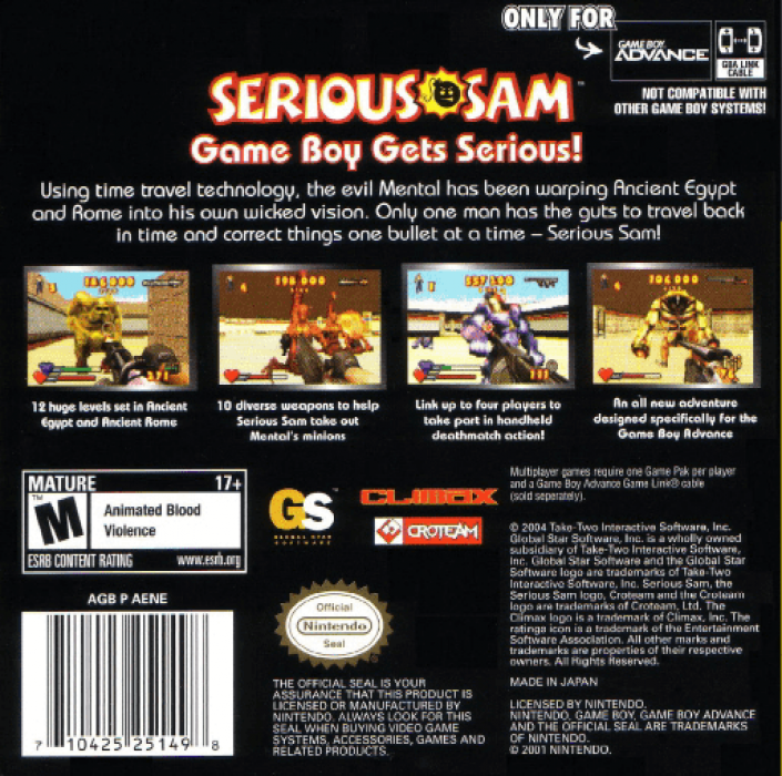 Serious Sam — box-2D-back (US)
