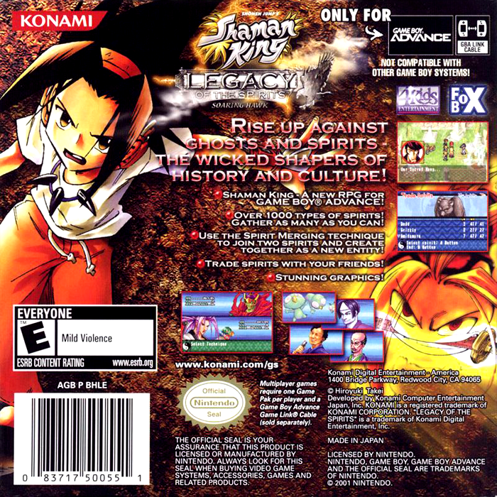 Shaman King - Legacy Of The Spirits - Soaring Hawk — box-2D-back (US)