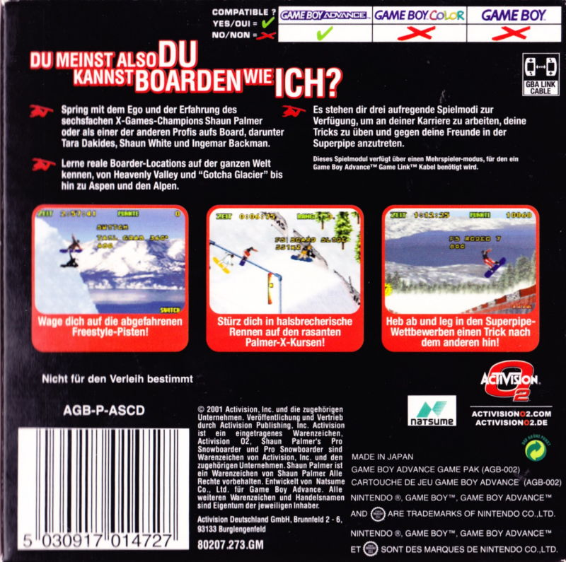 Shaun Palmer's Pro Snowboarder — box-2D-back (DE)