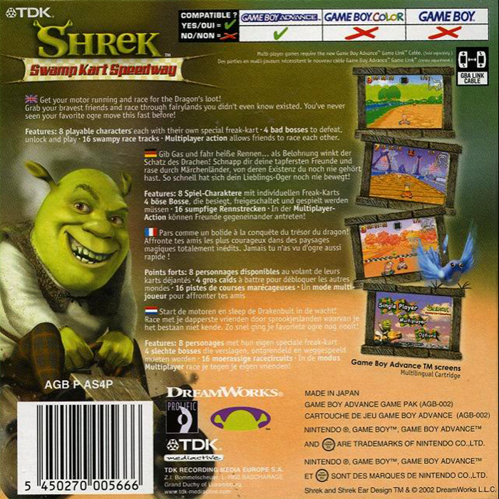 Shrek - Swamp Kart Speedway — box-2D-back (EU)