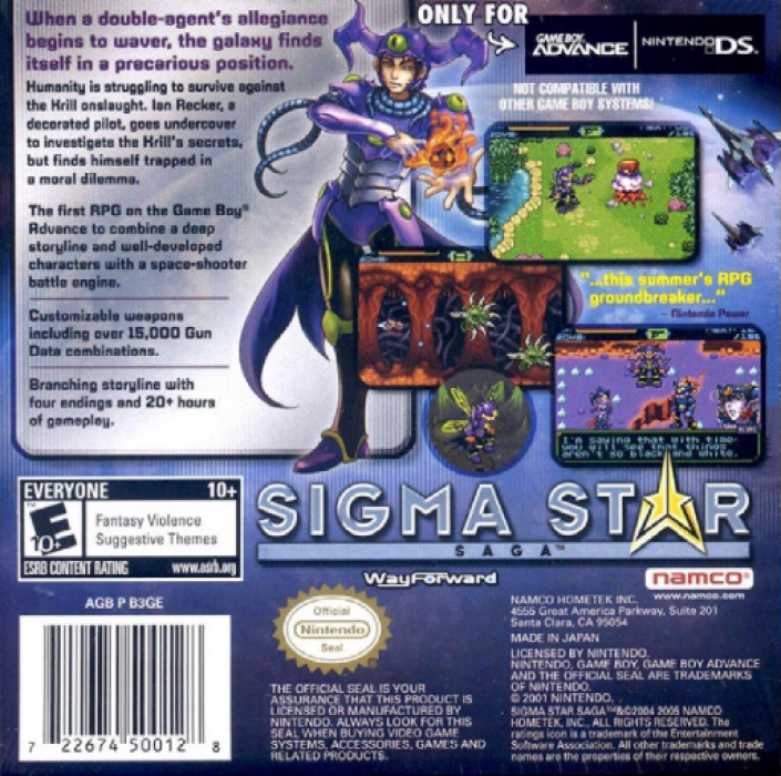Sigma Star Saga — box-2D-back (US)