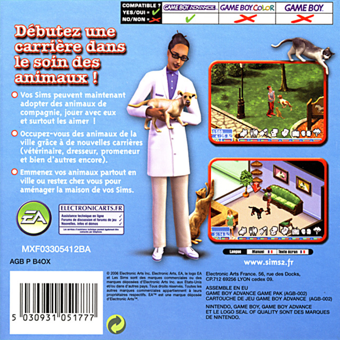 Sims 2 - Pets, The — box-2D-back (FR)