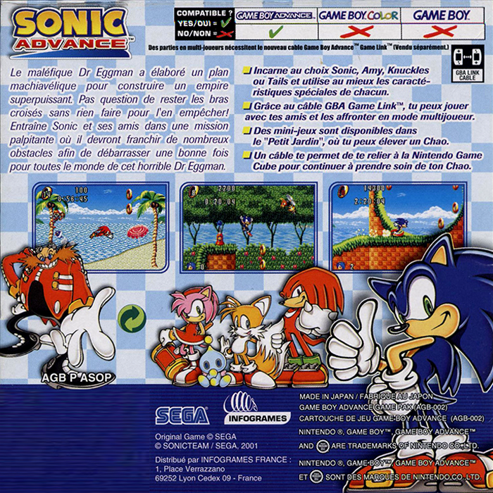 Sonic Advance — box-2D-back (FR)