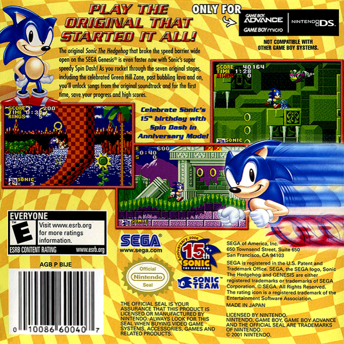 Sonic The Hedgehog Genesis — box-2D-back (US)