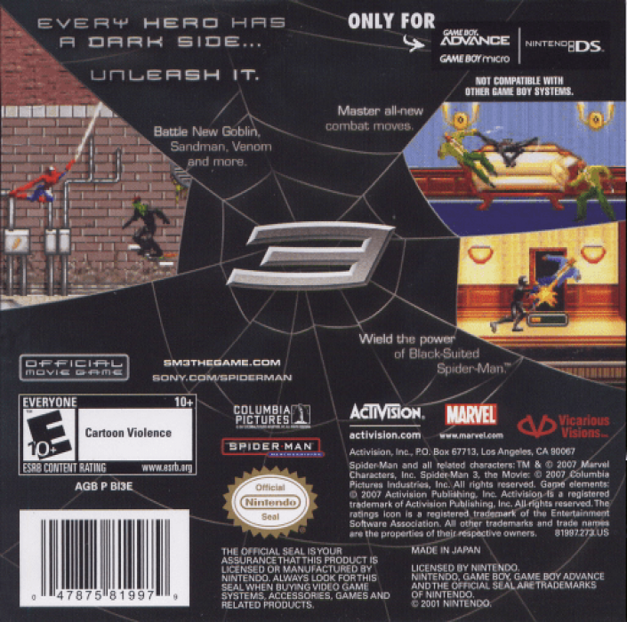 Spider-man 3 — box-2D-back (US)