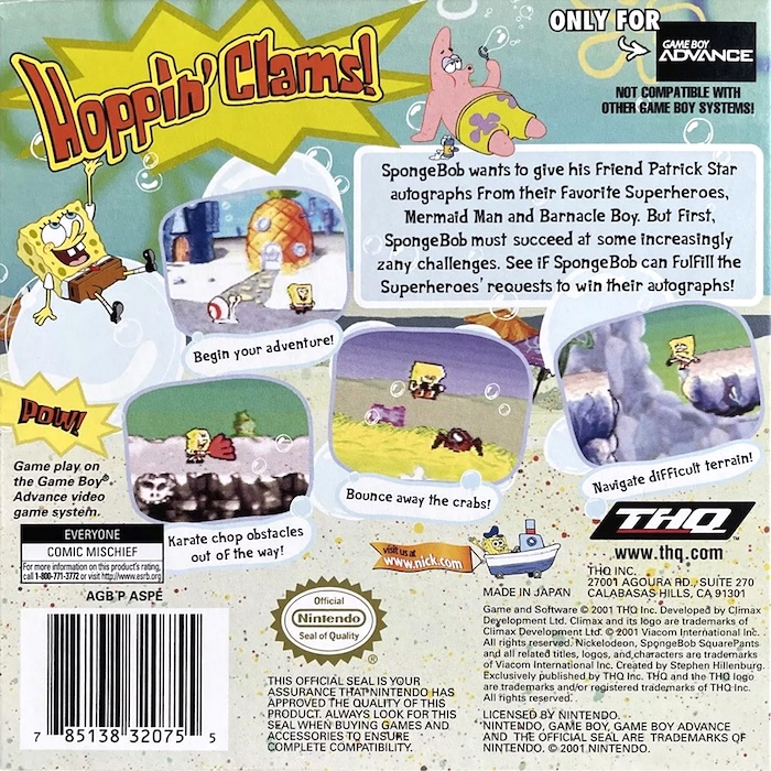 Spongebob Squarepants - Supersponge — box-2D-back (US)