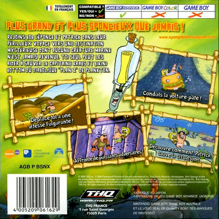 Spongebob Squarepants Movie, The — box-2D-back (FR)