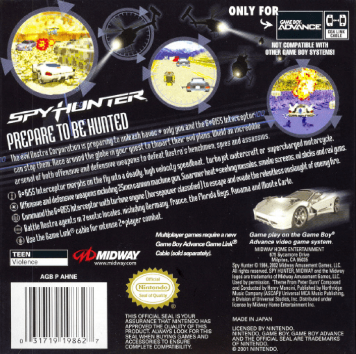 Spy Hunter — box-2D-back (US)