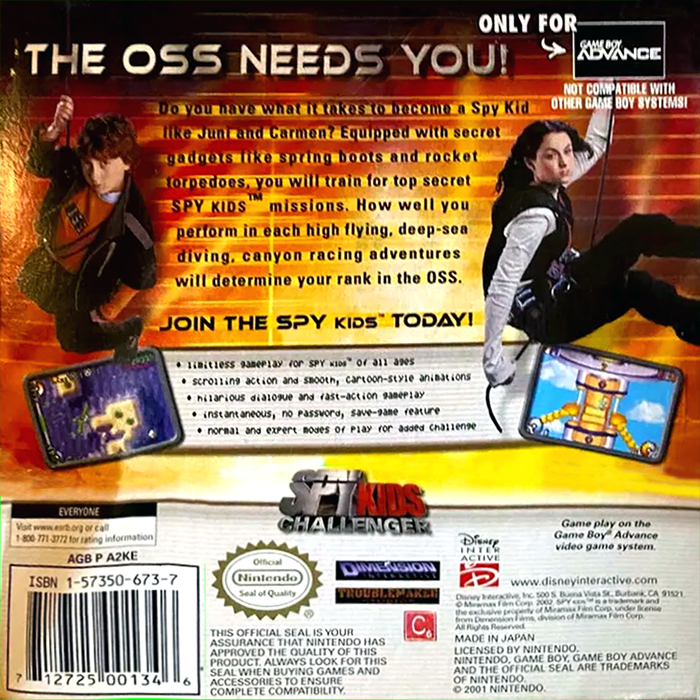 Spy Kids Challenger — box-2D-back (US)