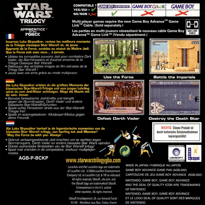 Star Wars Trilogy - Apprentice Of The Force — box-2D-back (EU)