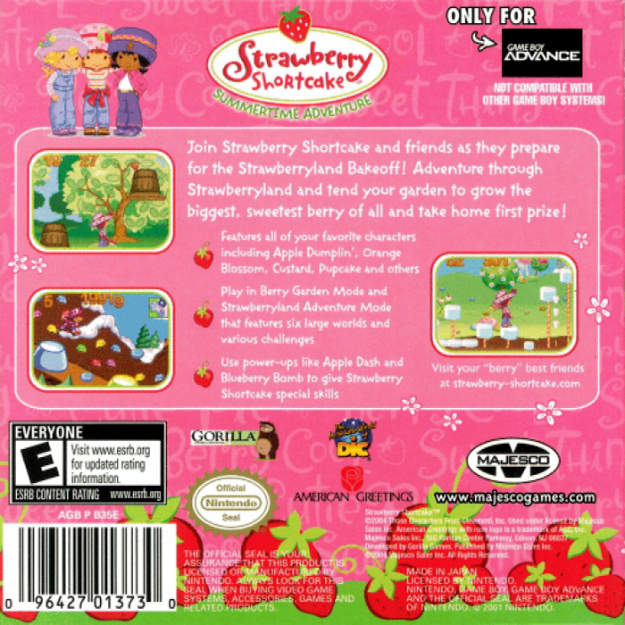 Strawberry Shortcake - Summertime Adventure - Special Edition — box-2D-back (US)