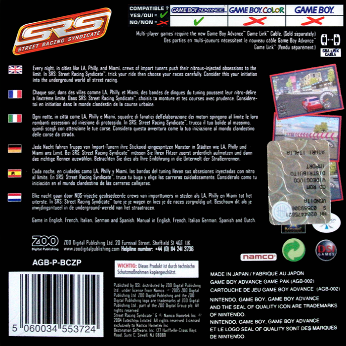 Street Racing Syndicate — box-2D-back (EU)