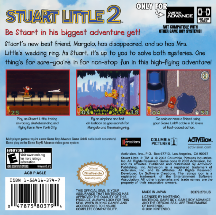Stuart Little 2 — box-2D-back (US)