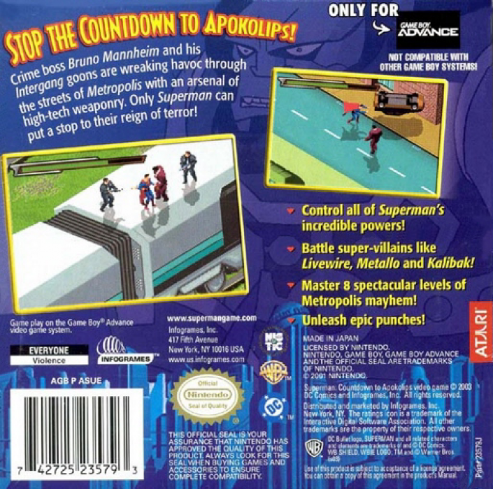 Superman - Countdown To Apokolips — box-2D-back (US)