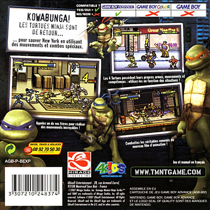 TMNT - Teenage Mutant Ninja Turtles — box-2D-back (FR)