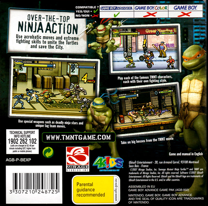 TMNT - Teenage Mutant Ninja Turtles — box-2D-back (EU)