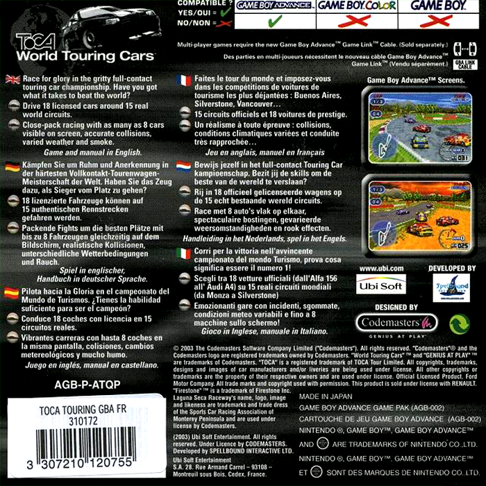 Toca World Touring Cars — box-2D-back (EU)
