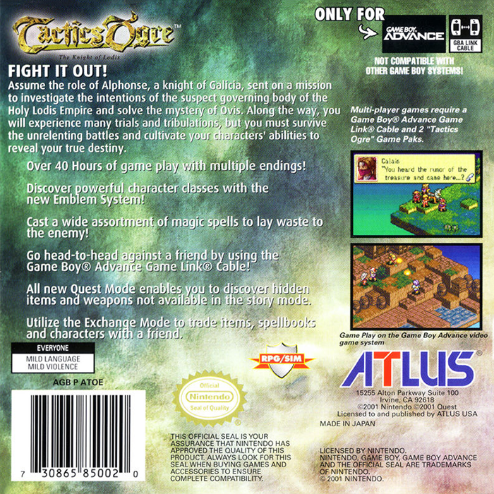 Tactics Ogre - The Knight Of Lodis — box-2D-back (US)