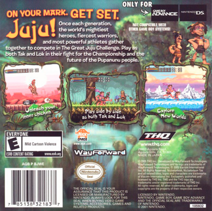 Tak - The Great Juju Challenge — box-2D-back (US)