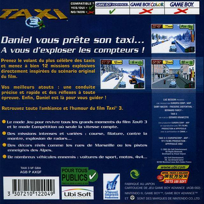 Taxi 3 — box-2D-back (FR)