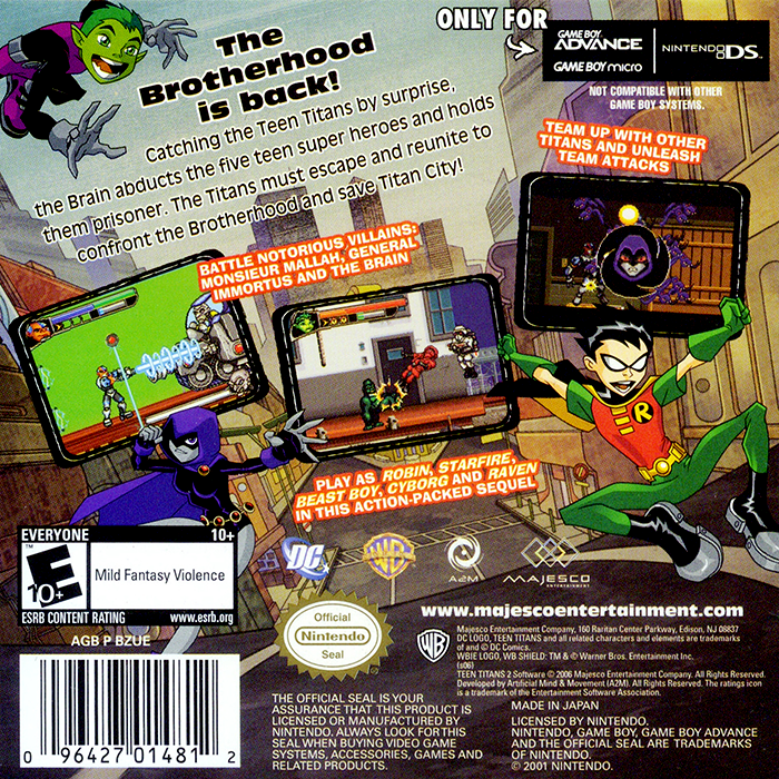 Teen Titans 2 — box-2D-back (US)