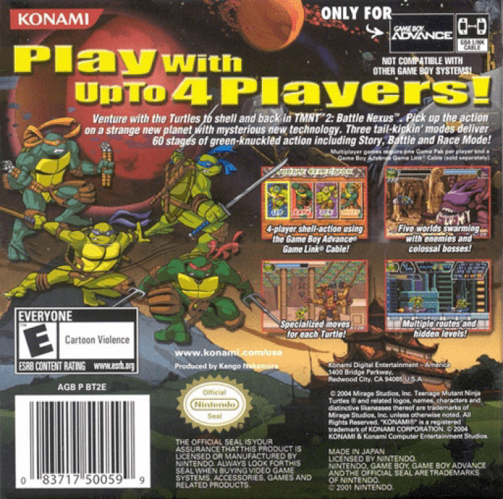Teenage Mutant Ninja Turtles 2 - Battle Nexus — box-2D-back (US)