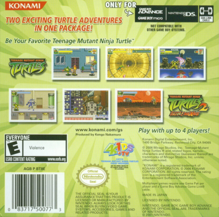 Teenage Mutant Ninja Turtles Double Pack — box-2D-back (US)
