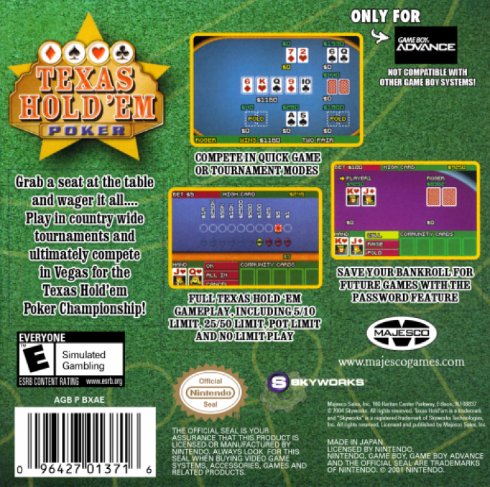 Texas Hold 'em Poker — box-2D-back (US)