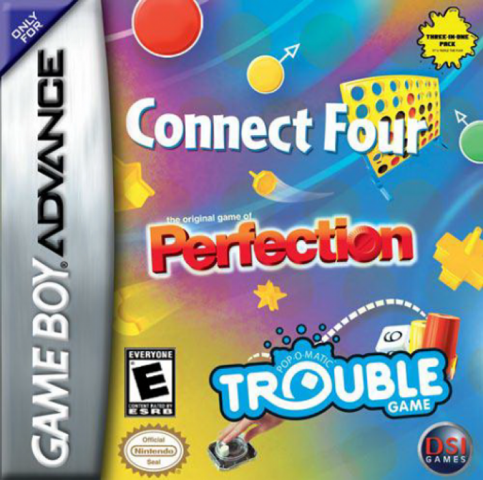 Three-in-one Pack - Connect Four + Perfection + Trouble box art