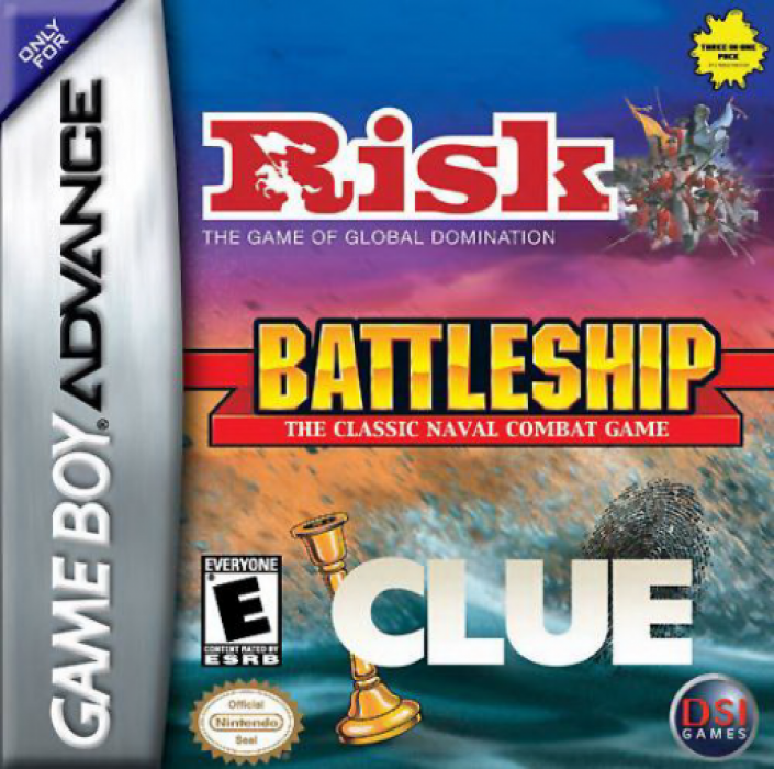Three-in-one Pack - Risk + Battleship + Clue box art