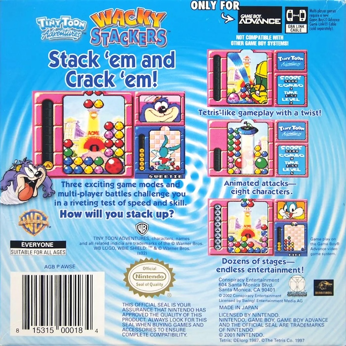 Tiny Toon Adventures - Wacky Stackers — box-2D-back (US)