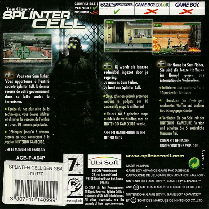 Tom Clancy's Splinter Cell — box-2D-back (EU)